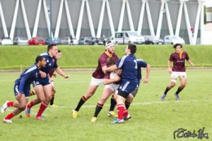 L’équipe France Universitaire, gagnante du tournoi, dans son match de finale.